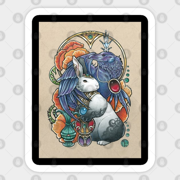 The Rabbit & Raven Sticker by Nat Ewert Art